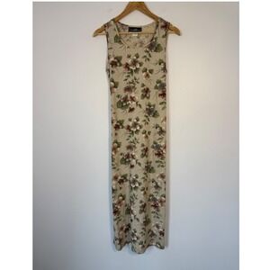 Cottagecore Molly Malloy Women 10 Maxi Dress Beige Floral Linen Blend PM204279M